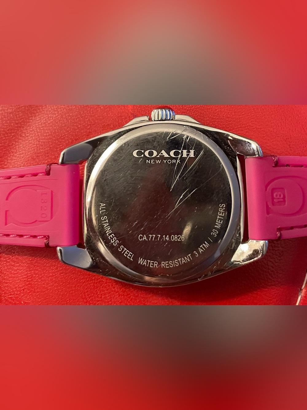 Coach Hot Pink Women's Stainless Steel Accent Watch - Picture 2 of 4